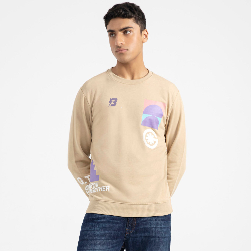 Round Neck Cream Sweatshirt