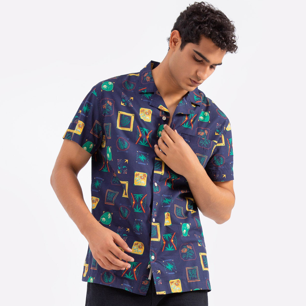 Custom Print Tropic Shirts Mens Button Up Resort Shirt